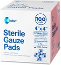 Globe 4' x 4 "Advanced Sterile Gauze Pads for Wound Dressing | 100-Pack, individuellt packad | 12-Ply Cotton & Highly Absorbent | Avancerad Gauze Svamp-Pads för Wound Care & Home First Aid Kits (4 x 4)