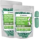 XPRS Nutra Vegan Storlek 00 Separerade kapslar - 100 greve Premium Empty Capsules Separerade i väskor - 00 Pills Empty för DIY Supplement Filling (Sage Green)