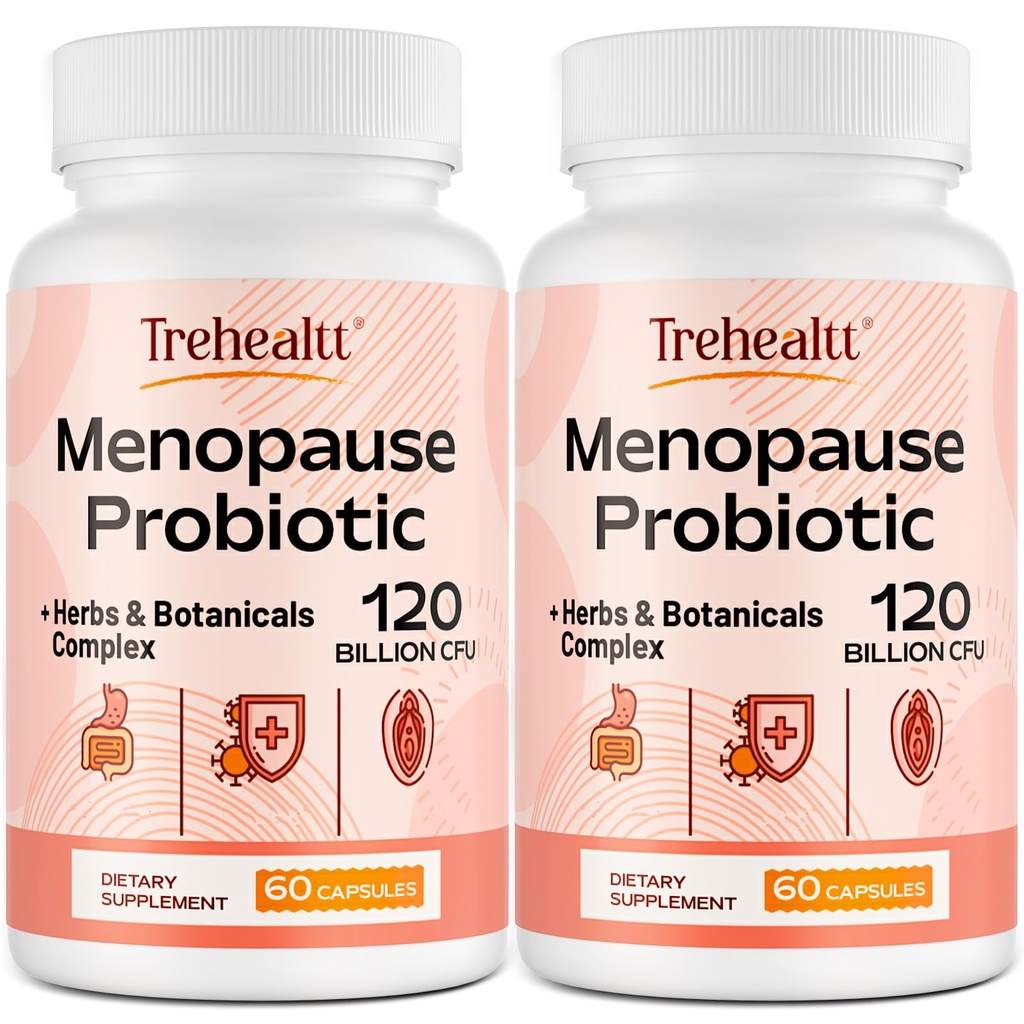 Klimakteriet kosttillskott för kvinnor, 120 miljarder CFU Probiotic, 13-i-1 Herbs & Botanicals Complex, för Hormon Menopause, Hot Flashes, Night Sweats, Mood Swings, Sleep Disturbances, Vegan, 120 Caps