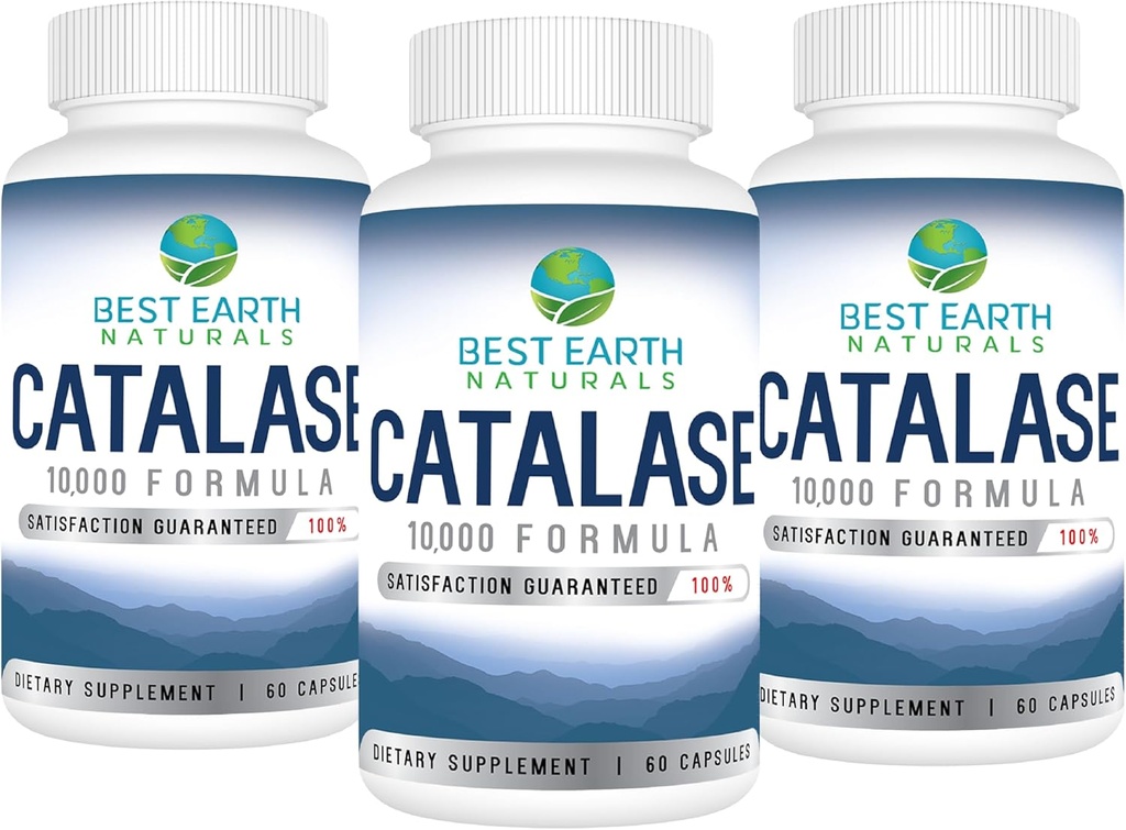 Best Earth Naturals Catalase Supplement 10 000 med Saw Palmetto, Biotin, Fo-Ti, PABA - Hårtillskott för starkt hår - 180 kapslar - Pack av 3 (90-dagars leverans)