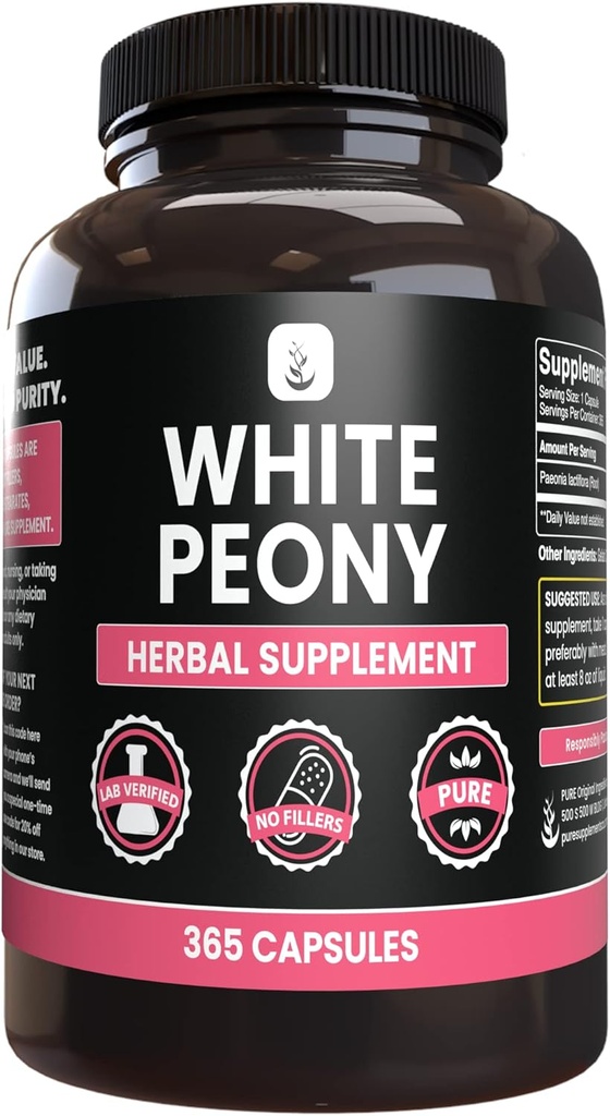 PURE ORIGINAL INGREDIENTS White Peony (365 kapslar) No Magnesium eller Rice Fillers, Always Pure, Lab Verified