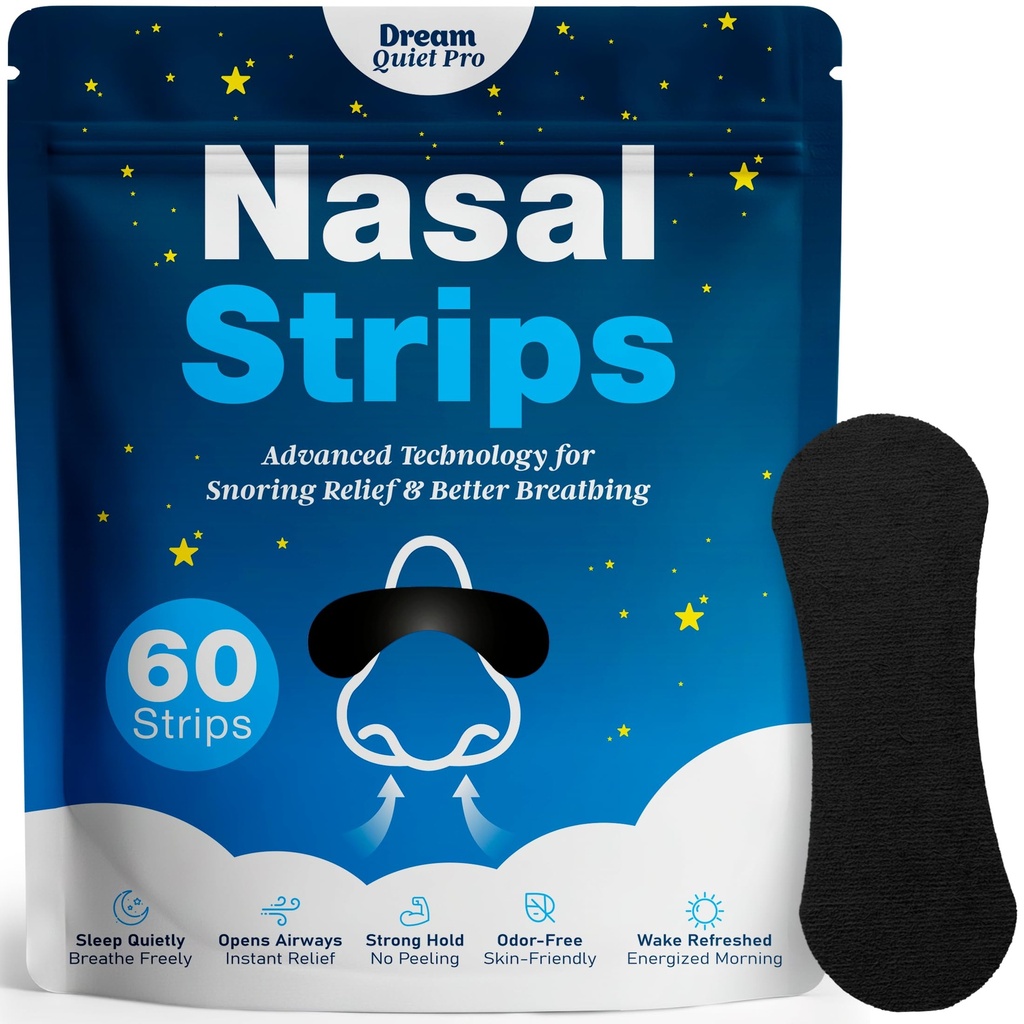 Nasal Strips for Snoring & Breathing, Improve Sleep with Nose Strips | Reduces Nasal Congestion for Less Snoring and Better Sleep, Sweat Resistant Extra Strength Snoring Solution