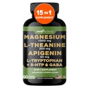 Gade Nutrition Magnesium Glycinate & Magneisum Supplements med Apigenin, L Theanine 200 mg, 5 HTP, GABA Calm Brain Booster Supplement Sleep Aid Ashwagandha L Tryptophan Chamomile
