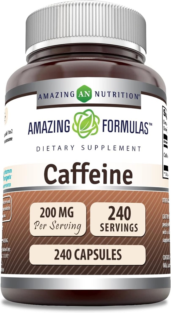 Fantastiska formler koffein 200 mg per portion | kapslar | Icke-GMO | Glutenfri | Made in USA (1 Pack, 240 greve)