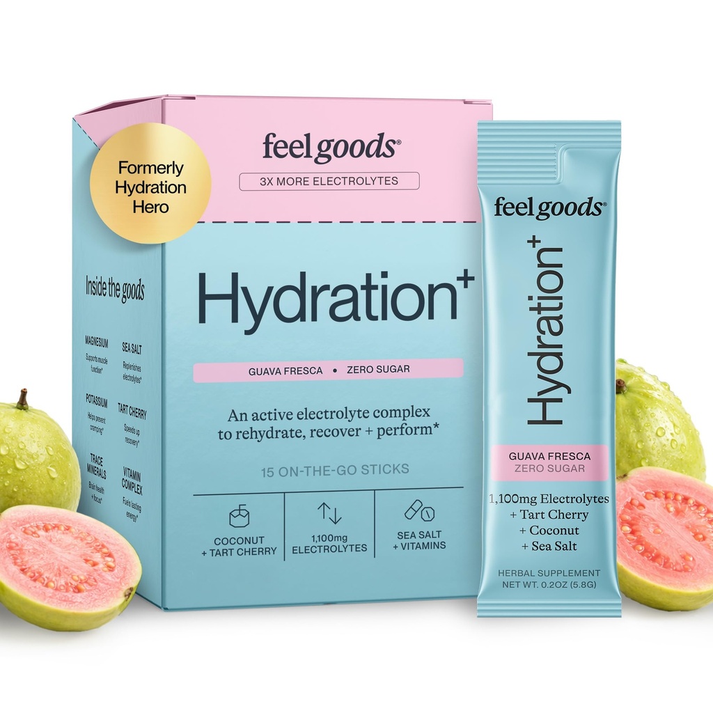 Känna varor Hydration Hero, 1000mg Electrolytes Powder, Sugar Free, Magnesium, Organic Coconut Water, L Theanine, Vitamin C & B12, Non GMO, Keto, Vegan, Electrolyte Packets | Guava Fresca, 15 Count