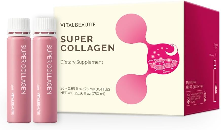 VITALBEAUTIE Super Collagen Original (Liquid Marine Collagen) Containing GABA for Skin, Hair, Nails + Stress Relief, Healthy Sleep by AMOREPACIFIC Korean Skincare - 30 Servings