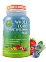 Vegan Whole Food Daily Multivitamin med järn, metylerad multivitamin för kvinnor och män, gjord med frukt och grönsaker, B-Complex, probiotika, enzymer, CoQ10, Omegas, gurkmeja, icke-GMO, 180 greve