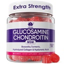 Glukosamin Chondroitin Gummies, Sugar Free Glucosamine Chondroitin MSM Supplement, Extra Styrka med Boswellia Turmeric, Hydrolyzed Collagen & Hyaluronic Acid, Bone Health för Män & Kvinnor, 60 Cts
