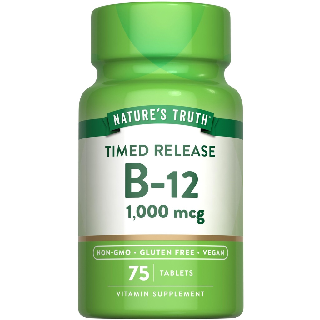 Naturens sannings vitamin B12 1000 mcg | 75 Timed Release tabletter | Vegan, icke-GMO & Gluten fri tillägg