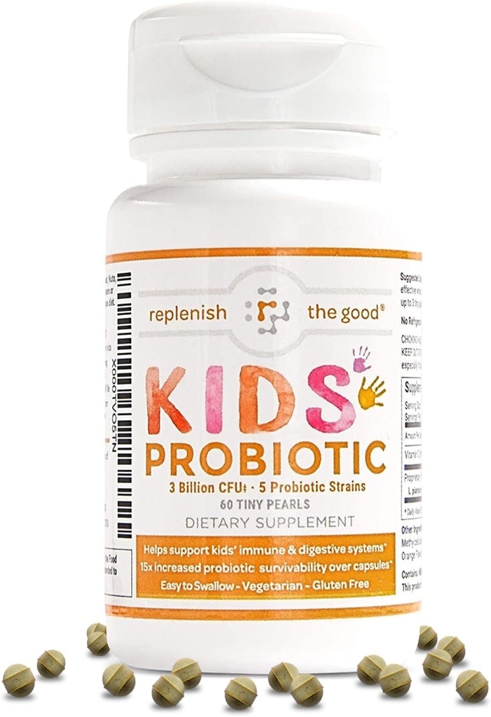 Kids Vegan Probiotics, 60 Tiny Pearls - Antibiotisk återhämtning - Hjälper till att stödja barns immun & Digestive System - 15x effektivare än Gummies - Sugar fri, lätt att svala