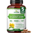 Zazzee Extra Strength St John's Wort 20:1 Extract, 8000 mg Styrka, 0,3% Hypericin, 150 Vegan kapslar, 5 månaders leverans, koncentrerad, standardiserad 20X extrakt, 100% vegetarisk, icke-GMO, all-naturlig