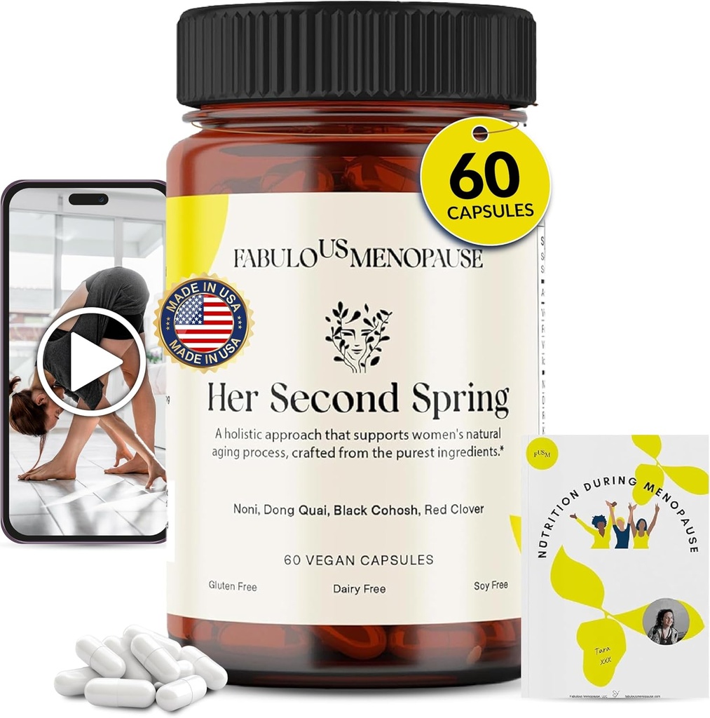 Fobulous Menopaus - Vegan Menopause Formel med Black Cohosh & B-Complex - Plant-Based Capsules med Recept & Pilates Program