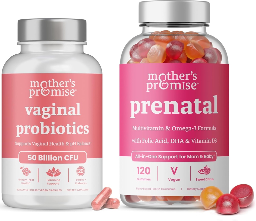 Mors löfte Prenatal Vitamin Gummies & Vaginal Probiotika för kvinnor Bundle