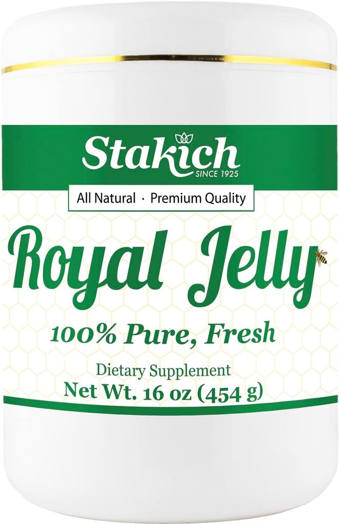 Stakich Fresh Royal Jelly - Pure, All Natural - No Additives or Preservatives Added - 16 Ounce (1 pund)