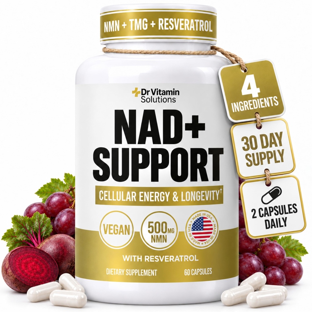 NMN NAD+ Supplement 500mg 4-in-1 with Resveratrol, Cellular Energy