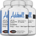 Addrell Energy Stimulant Pills- Study Supplement Alternative Pill, naturliga Nootropic Supplements & Cognitive Enhancer Substitute för att höja mental klarhet för kvinnor och män- 180 kapslar