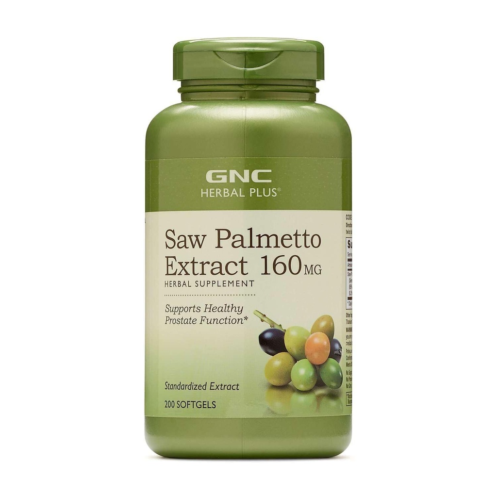 GNC Herbal Saw Palmetto Extract 160mg Supplement, 200 portioner