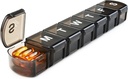 XL Weekly Pill Box Organizer 7 Day, 1 vecka Jumbo Pill Dispenser Case One Time a Day, MOLN HYMY Daily Medicine Container för att hålla medicinering, vitaminer, fiskoljor och tillskott (Black