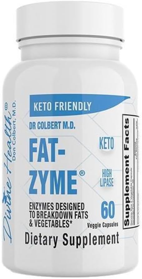 Dr Colberts Keto Zone Fat-Zyme - Ketogena Digestive Enzymes - HIgh Lipase - Vegan & Vegetarian Enzyme - 30 Day Supply - Innehåller höga mängder av enzymer som bryter ner grönsaker & fetter