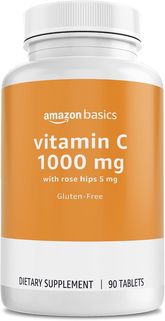 Grundläggande - Vitamin C, 1000 mg med Rose Hips 5mg, 90 tabletter (1 per portion), Gluten Free