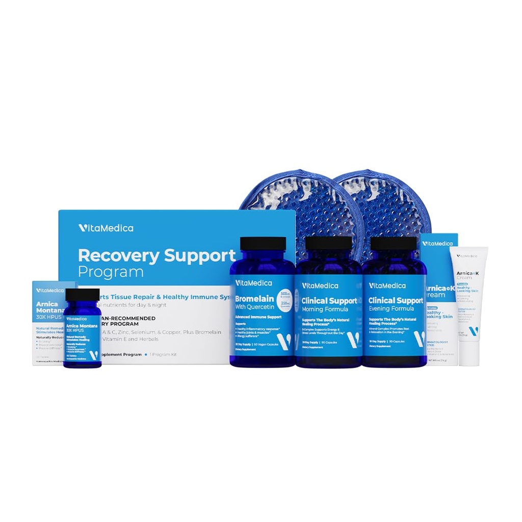 VitaMedica | Ultimate Recovery Bundle | Surgery Prep | Wound Healing | Kosttillskott | Arnica K Oxide Cream | Hot Cold Packs | 30 Day Supply | Arnica Montana | Bromelain | Vitamin A | B Complex