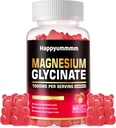 Magnesium Glycinate Gummies 1000mg - Sugar Free Magnesium Potassium Supplement med vitamin D, B6, Q10 för lugn humör och sömnstöd - 60 jordgummies.