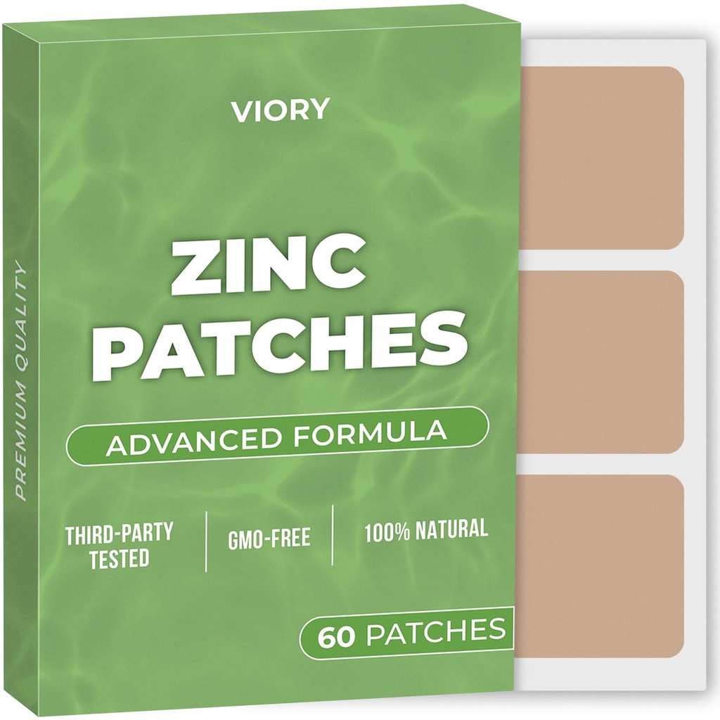 Zink Patches (Pack of 60) - 100% naturlig patch för kvinnor och män - med Biotin - Immune & Body Support - Förbättrad formel