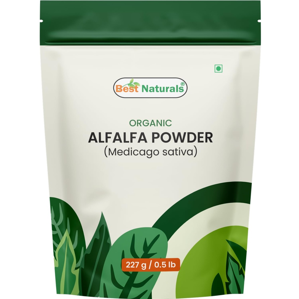 Best Naturals Certified USDA Organic Alfalfa Powder, 227 Gram, Gluten Free, GMO Free, Vegan
