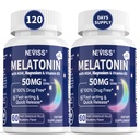 NEVISS Melatonin 50 mg för vuxna - Extra styrka 9-i-1 Snabbupplös sublingual - Hög dos med Magnesium Glycinate, vitamin D3, Ashwagandha, Lemon Balm, Chamomile, Sugar Free, Vegan 120 tabletter
