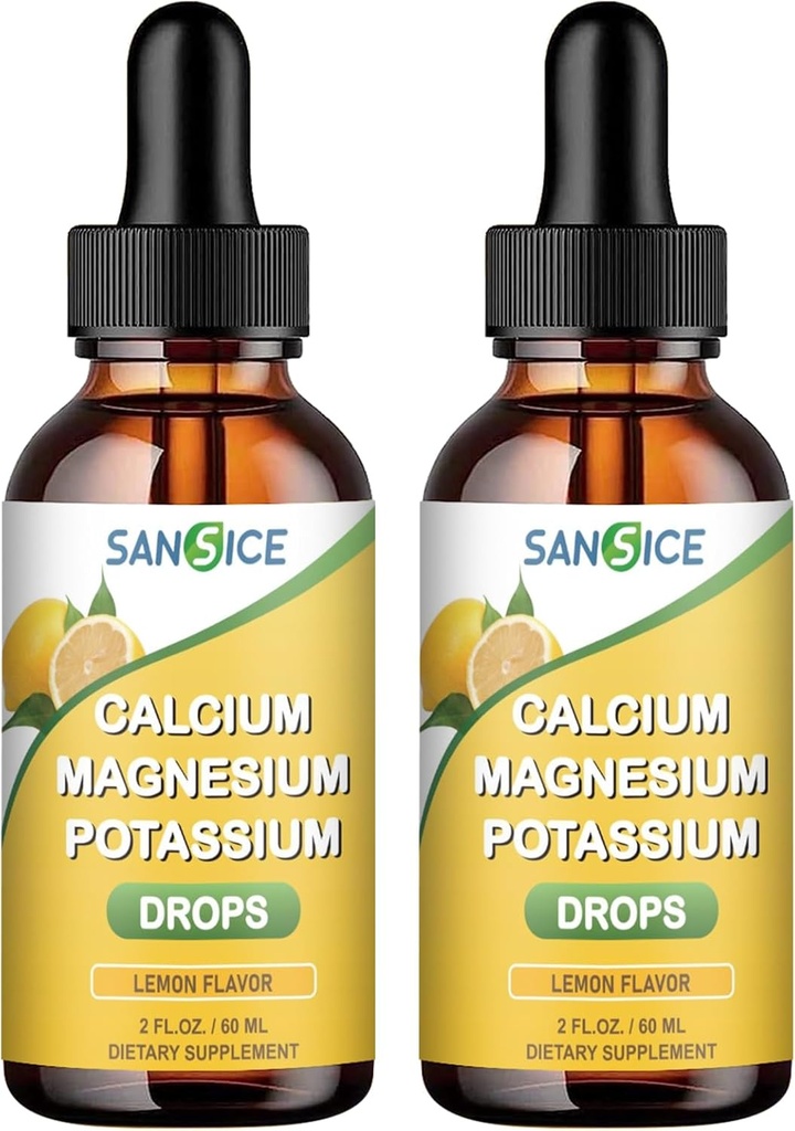 Kalcium Kalcium Magnesium Liquid Drops-High Absorption Magnesium Glycinate Komplex Liquid-Mineral Supplement med 600mg Kalcium 1000mg Kalium för energisömnavslappning-2 Pack