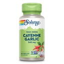 SOLARAY Cayenne Garlic 540 mg - Cayenne Pepper och vitlökstillskott med Capsaicin - Levererar 40 000 värmeenheter - Non-GMO Project Verified, Vegan, 60-dagars garanti - 100 portioner, 100 VegCaps
