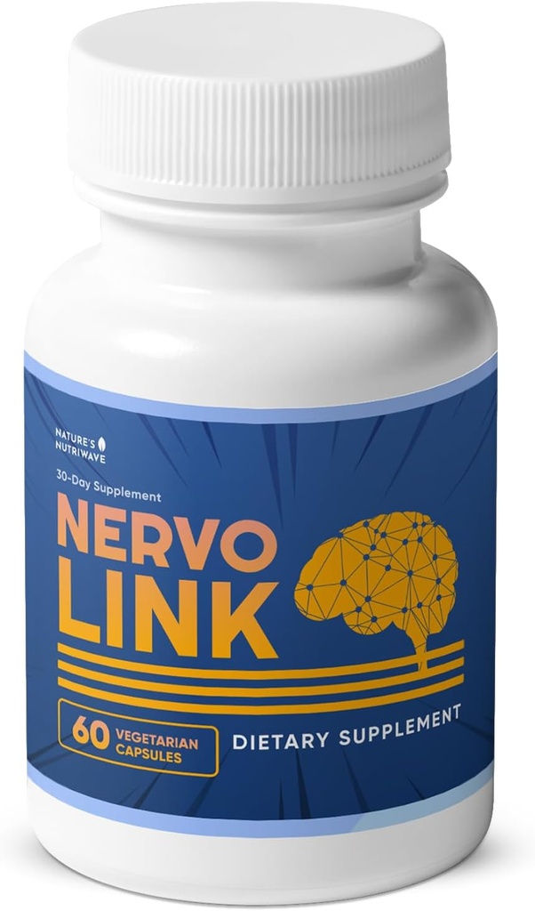 Nervolink - 100% Natural Supplement for Nerve-Support & Energy Boost, with Reishi, Shiitake, and Lion’s Mane Mushrooms, Made in USA, Non - GMO - 60 Capsules, 1 Month Supply