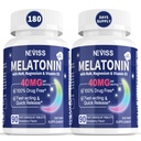 Melatonin 40 mg för vuxna - Snabb upplösning och tuggbar sublingual sömntillägg - Extra styrka Melatonin med vitamin D3 & MSM, Selenium för hälsa Rest Cycle, Deep Zzzs, Sugar-Free, 180 portioner