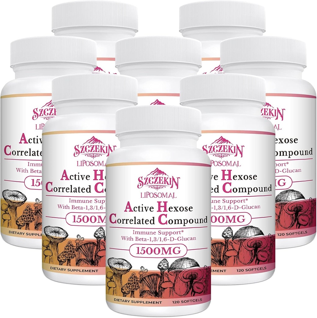 1500mg Liposomal Active Hexose Correlaterade Supplement,960 Soft Gels Beta-Glucans med Natural Mushroom Extract, Immune System, Liver Function, underhåll T-Cell & Killer Cell Aktivitet