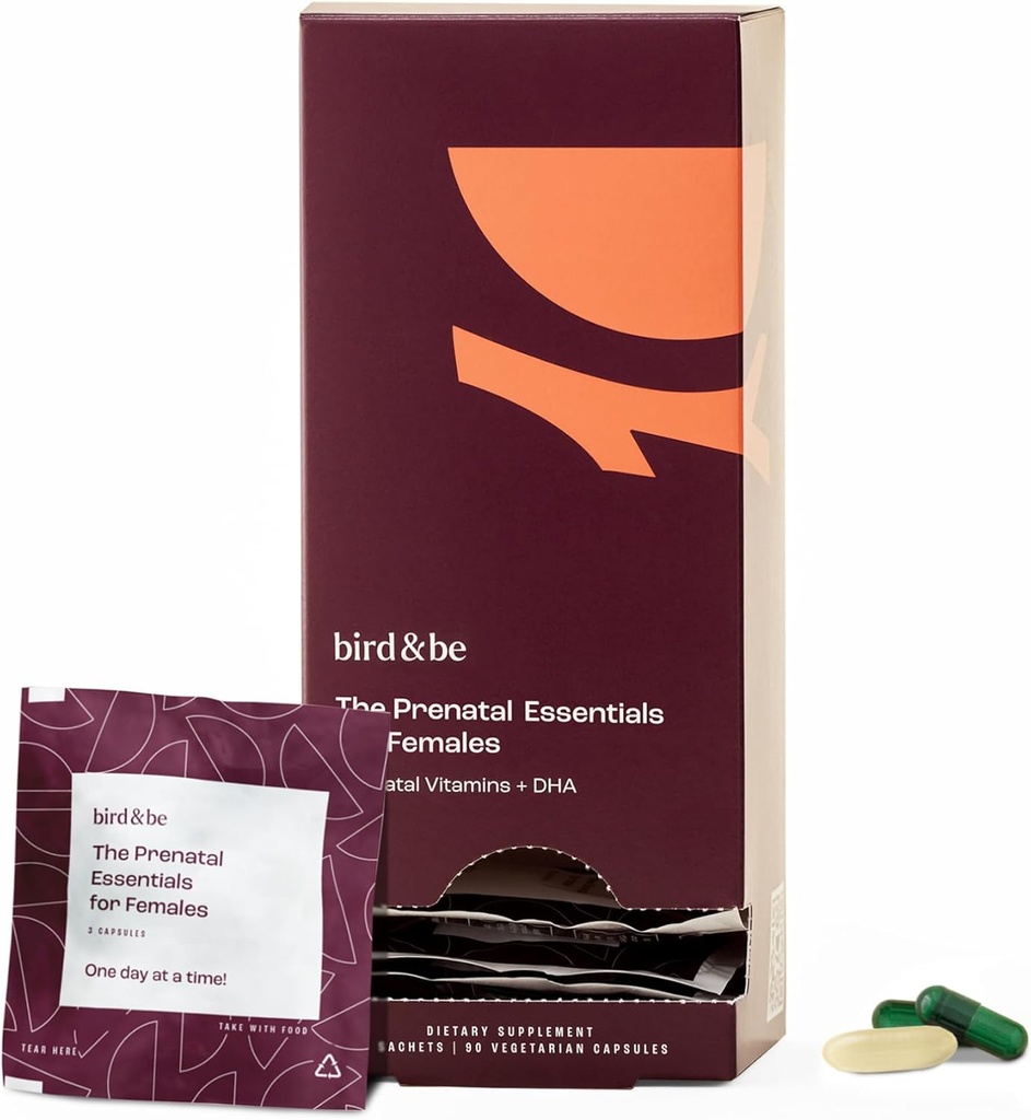 Prenatal Essentials for Females - Vitaminer för att stödja graviditet - Folic Acid, Methylated Folate, DHA (Omega-3), Choline och mer - 30-dagars leverans