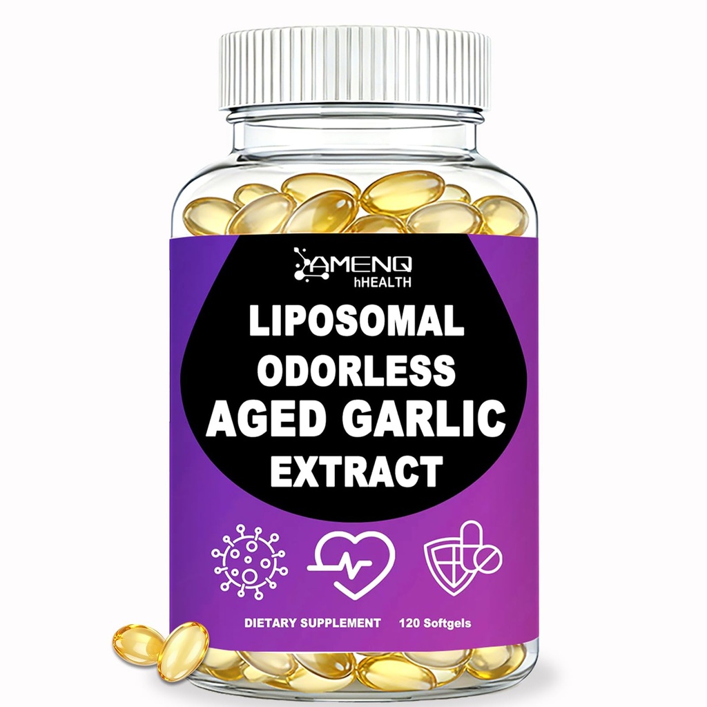 Aged Odorless Garlic Extract 800mg, Easy Softgels for Daily Heart Wellness | 2-Year Aged Garlic Supplements with Standardized S-Allyl Cysteine for Heart, Immune & Antioxidant Support, Pure & Natural