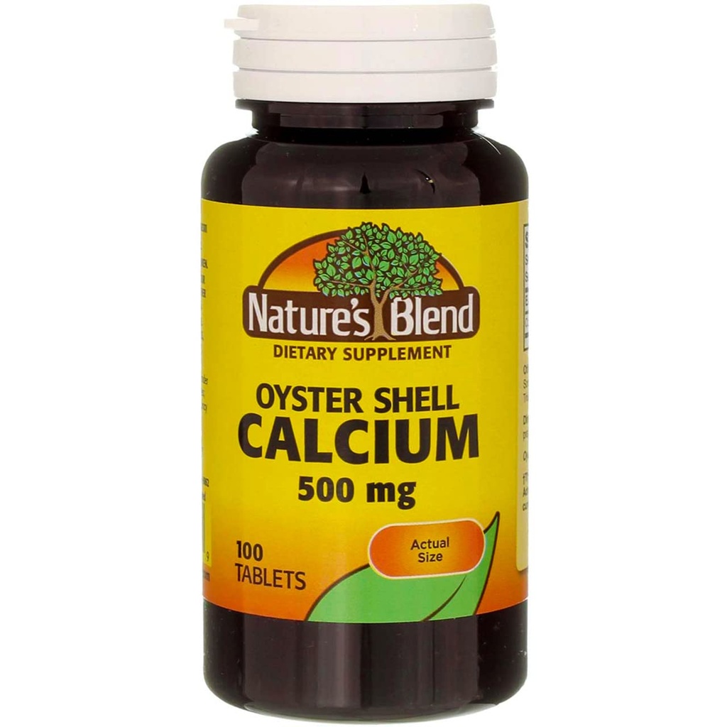 Naturens Blend Oyster Shell Calcium 500 mg tabletter - 100 ct, Pack med 2