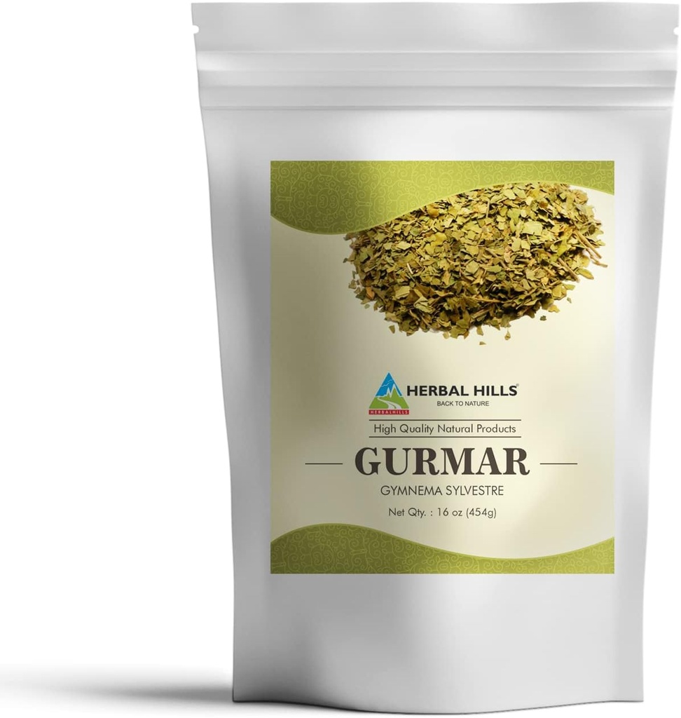 HERBAL HILLS Gurmar Powder (Gymnema sylvestre/Natural Gudmar Leaf/Leaves Powder) | 16 Oz (454 GMS) | Hjälp att upprätthålla normala glukosnivåer