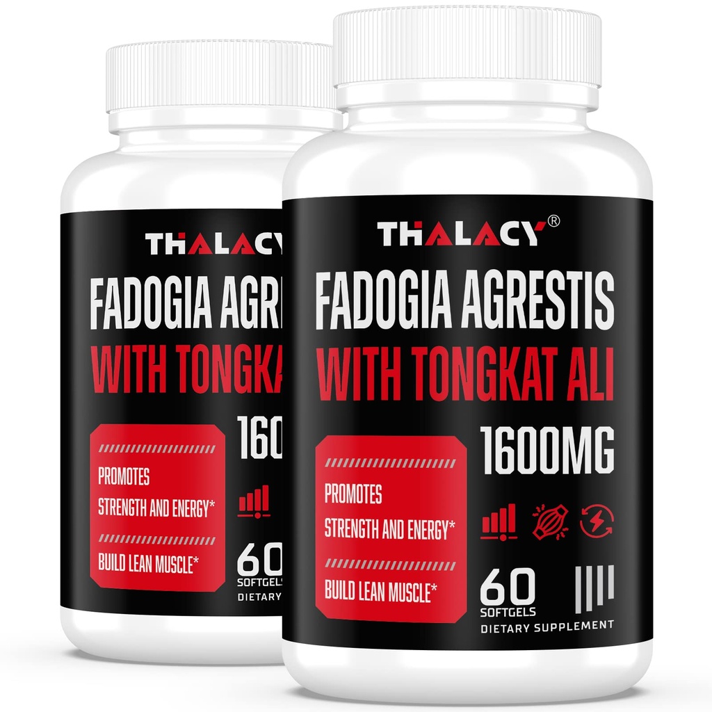 1600 mg Fadogia Agrestis Tongkat Ali Supplement, Fadogia Agrestis Extract för Män med Ashwagandha - Maximal styrka, 120 Softgels