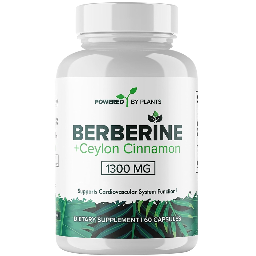 Rent berberintillskott - 1300 mg berberin med Ceylon kanel för metabolism och immunsystemstöd - 60 portioner