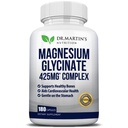 Premium Magnesium Glycinate 425mg - 180 Vegan kapslar - Hjälper med stressavlastning, sömn, muskelkramper och hälsosamt hjärta