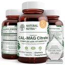Natural Nutra Cal-Mag Citrate med vitamin D3,1000/500 mg Complex, stärka bendensitet, muskel och nervhälsa, hjälpa till att upprätthålla hälsosam tänder, högt biotillgängliga källor, 100 Vegan tabletter