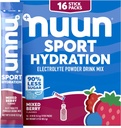 Nuun Sport Electrolyte Powder Packets med Magnesium, Calcium, Kalcium, Klorid och Natrium, Hydration Packets för On-The-Go, Mixed Berry Flavor, Gluten Free & Vegan, 16 Single Servings