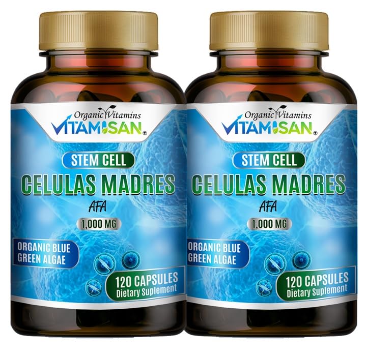 2 Celulas Madres AFA Stem Natural Cell 120 kapslar 1000 mg Blue Green Algae Non GMO Gluten Free Aphanizomenon Flos-aquae Bio celula Madre Supplement