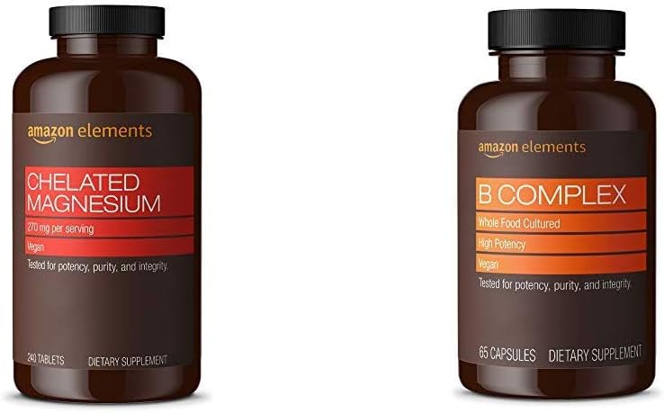 Elements Chelated Magnesium Glycinate (240 tabletter) och Elements B Complex (65 kapslar)