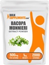BulkSupplements.com Bacopa Extract Powder - Bacopa Monnieri Supplement, Herbal Supplement - Vegan & Gluten Free, 500mg per Servering, 1kg (2,2 lbs) (Pack av 1)