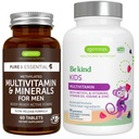 Multivitamin & mineraler för män + avancerade barn Multivitamin Gummy Vegan Bundle, med Methylated B-Vitaminer, vitamin A, C, D3 & E, Clean Label, 60 tabletter + 90 Berry Flavor Gummies, av Igennus