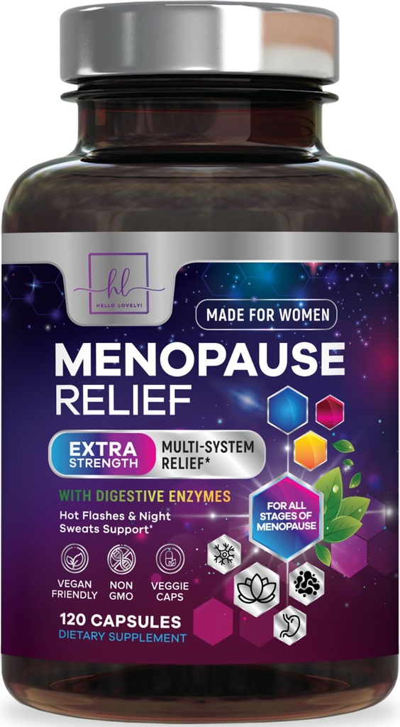 Klimakteriet Tillägg för kvinnor med Dong Quai, Chaste Berry, Black Cohosh, 8 miljarder CFU Probiotics - Hot Flash Night Sweats & Menopause Relief Probiotic för vaginal, Digestive Health - 120 kapslar