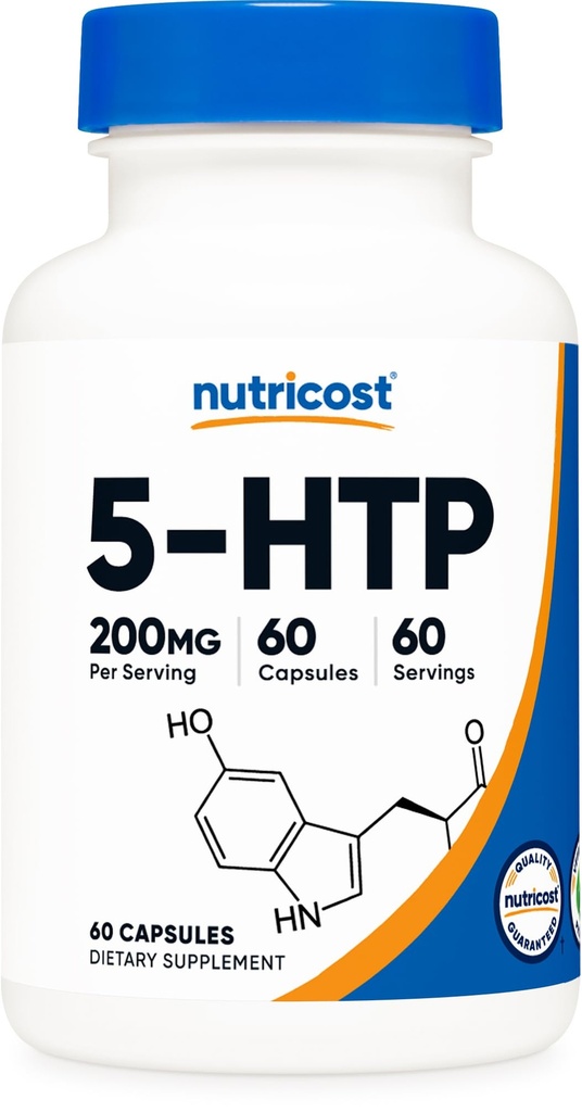 Nutricost 5-HTP 200mg, 60 vegetariska kapslar (5-Hydroxytryptophan) - Icke-GMO & Gluten Free