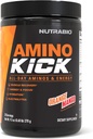 NutraBio Amino Kick - BCAA Powder med naturkoffein - Aminosyror Supplement för energi, Hydration & Recovery - BCAAs, Electrolytes & Aminosyror - Orange Mango, 30 portioner